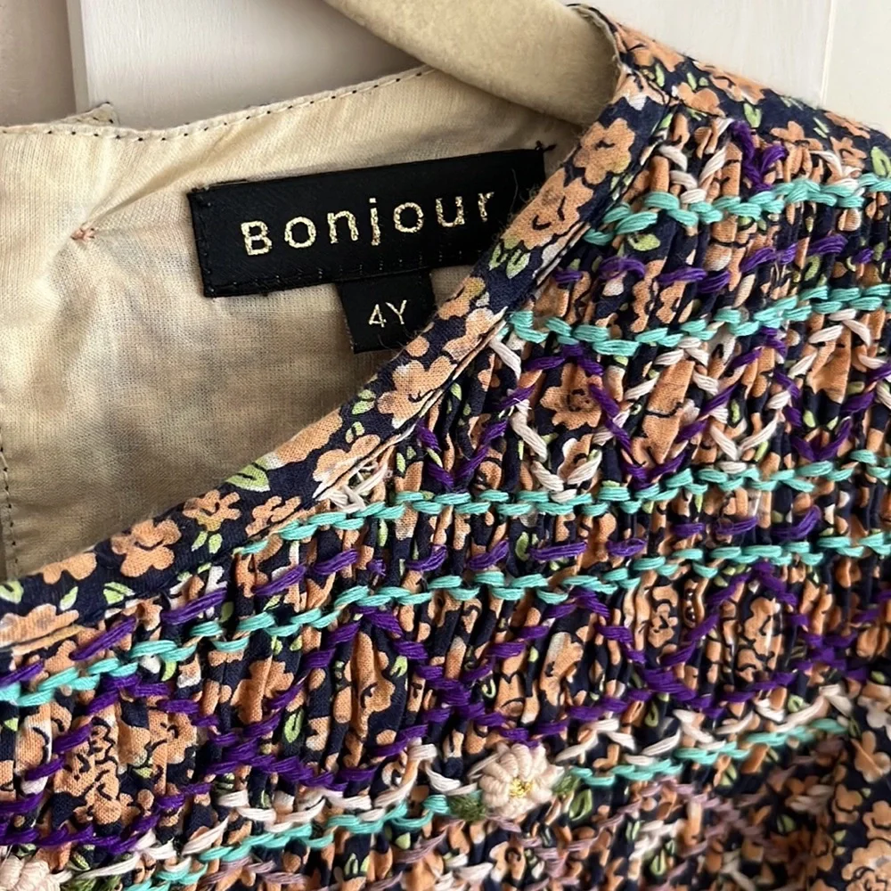Bonjour Diary | embroidered floral smocked tunic blouse + shorts